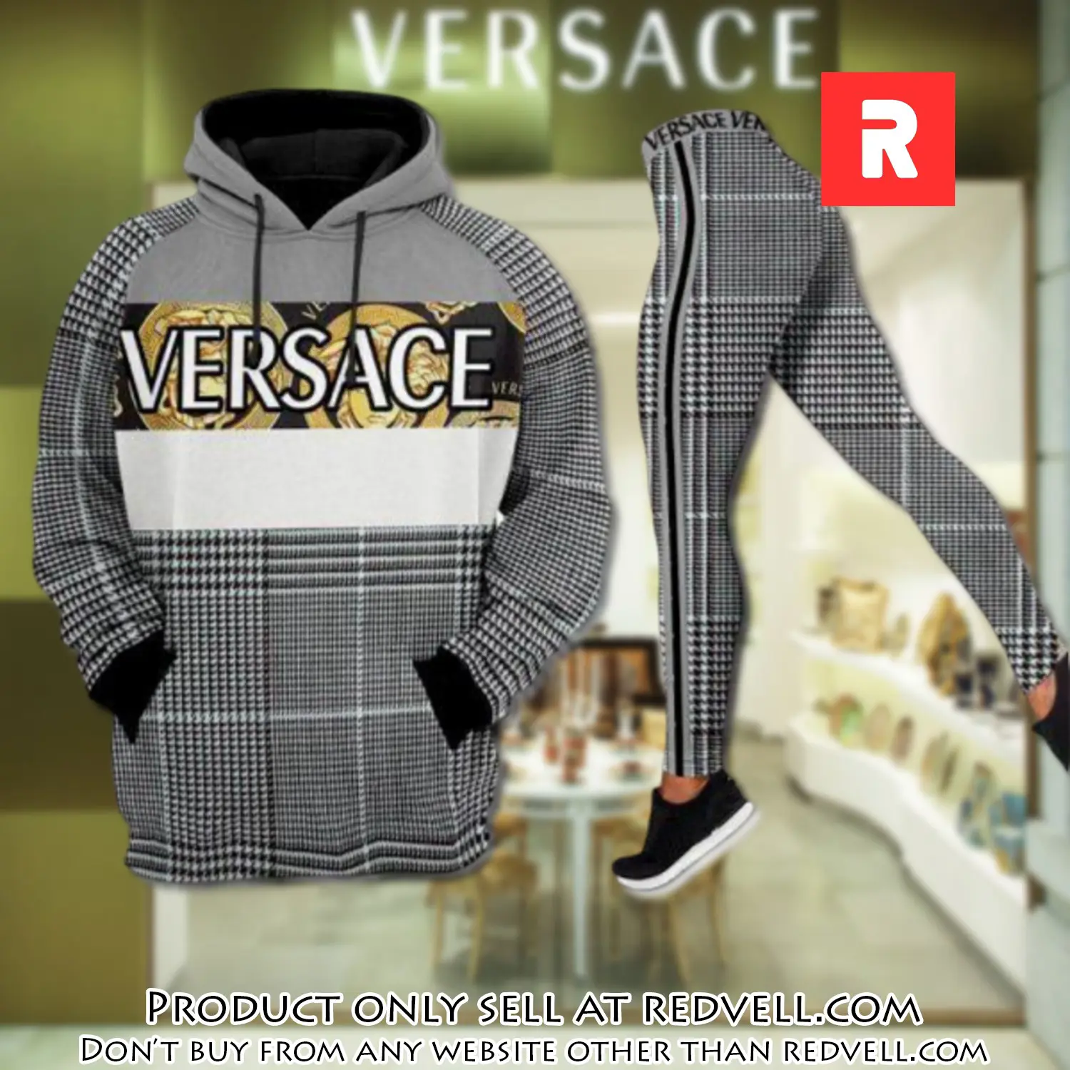 Gianni versace black white hoodie legging set luxury for women rv4432233